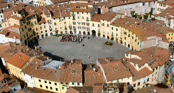 A top view of Lucca, wonderful city near Pisa, Tuscany